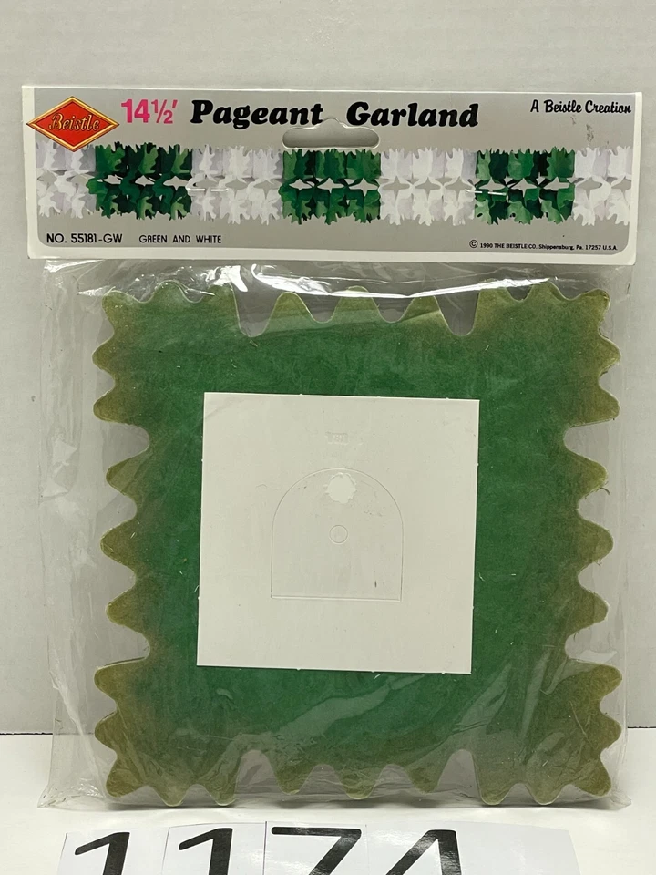 Guirnalda de desfile de papel verde y blanco Beistle del día de San Patricio 1990 SELLADA de colección Foto 2 de 4