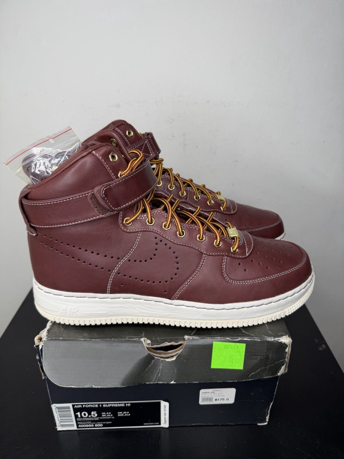 Nike Air Force 1 SUPREME HI HIGH DEEP BURGUNDY WORK BOOT 10.5 Rare Stash Vlone image 2