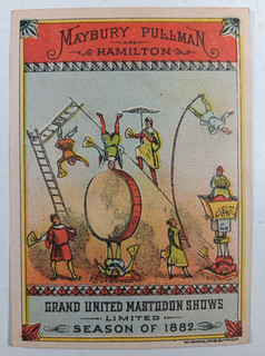 3. 1882 CIRCUS TRADE CARD Maybury Pullman by Courier LItho Buffalo Japanese Jug