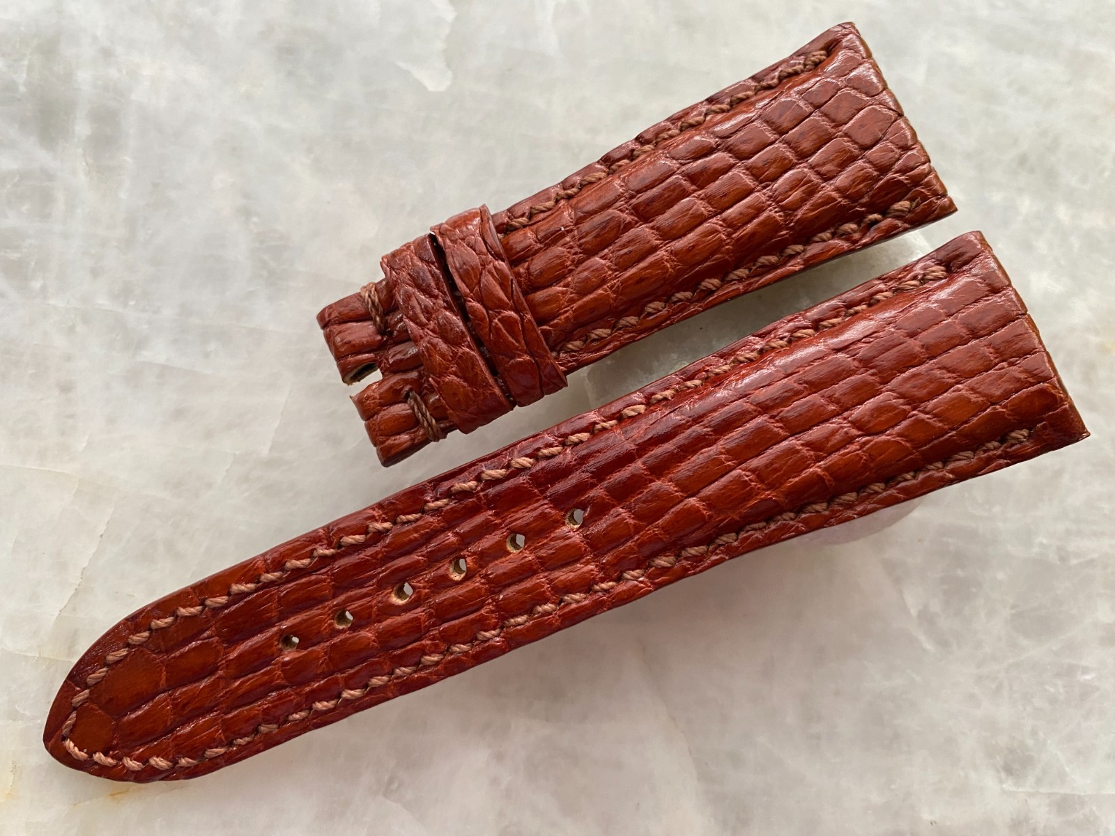 Red Brown Alligator Print Leather Watch Band