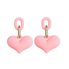 Pink Heart Earrings Valentines for Women E5-Pink