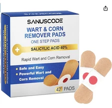 42 Pack Wart Corn Remover Pads for Feet and Toes,40% Salicylic Acid Extra Streng