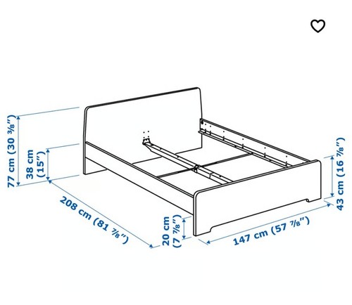 IKEA ASKVOLL Bettgestell 140 x 200 inklusive Lattenrost - Bild 3 von 8