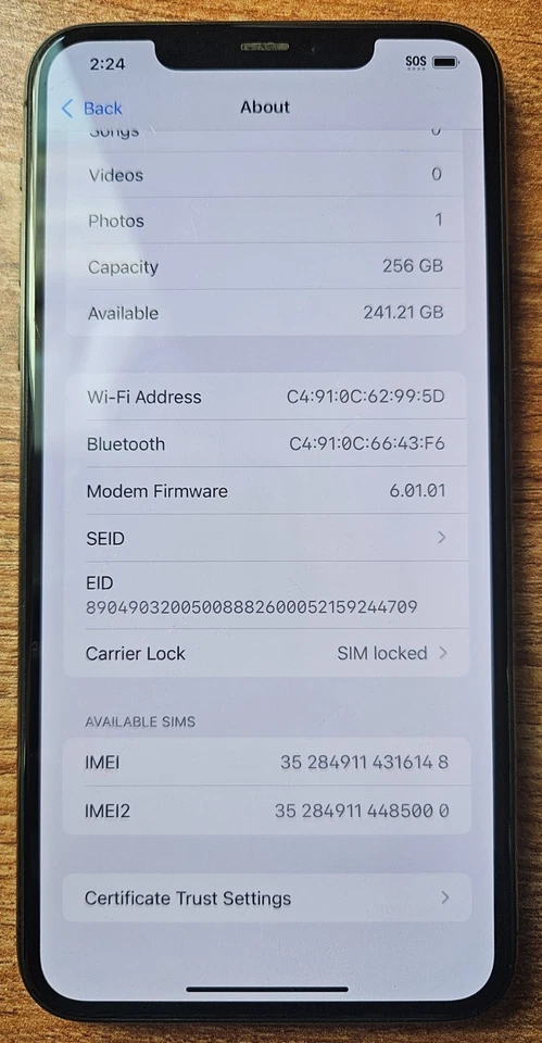 Apple iPhone 11 Pro Max 256GB Space Gray SIMlocked Good Condition - Image 4 of 4