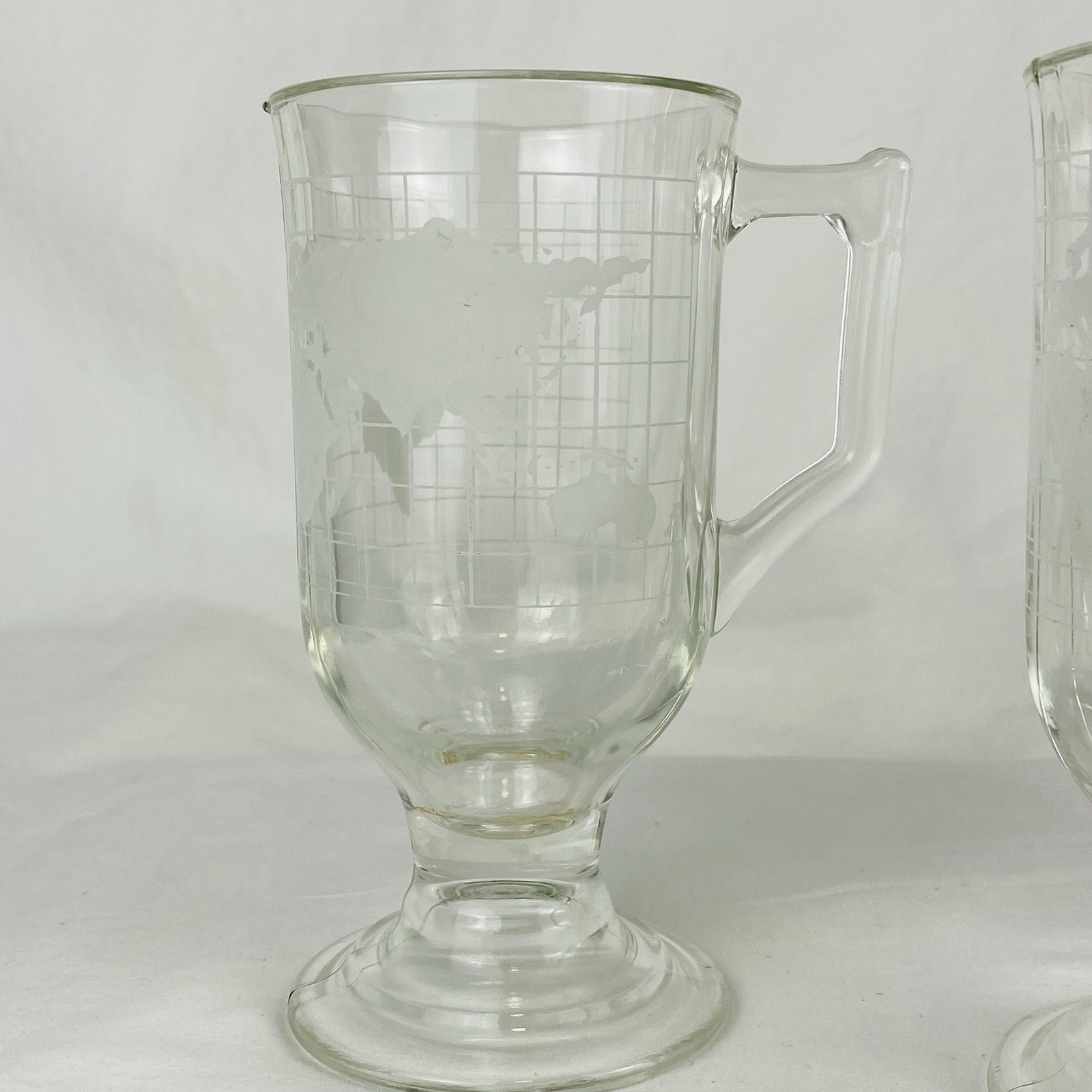 3 Vintage Nestle Nescafe "Around The World" Irish Coffee Glass Mugs 1970s