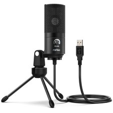 FIFINE USB Condenser Microphone with Gain Knob,Metal Recording Mic for