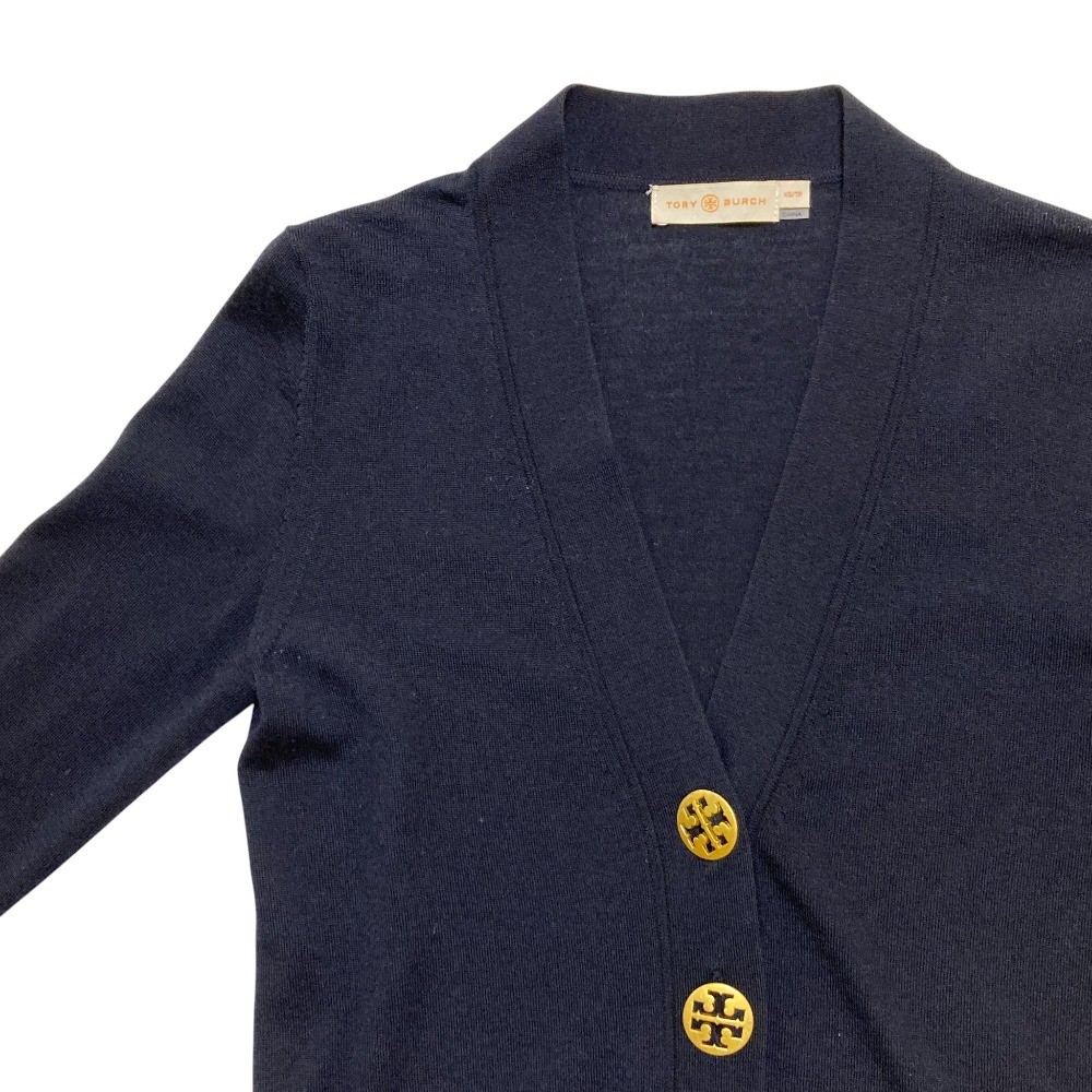 TORY BURCH Wool Knit Cardigan, XS, Navy Women USED thumbnail 3
