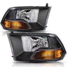 For 2009-2012 Dodge Ram 1500 2500 3500 Headlights Assembly Lh Rh Black Amber