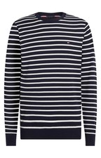 Image of Tommy Hilfiger Men’s Crew Neck Cotton Jumper,Navy Stripe,Size XL, RRP £95, New