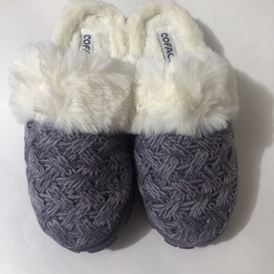 Purple Memory Foam Slippers Fluffy Cozy Indoor Outdoor Non Slip Slipper Size 7