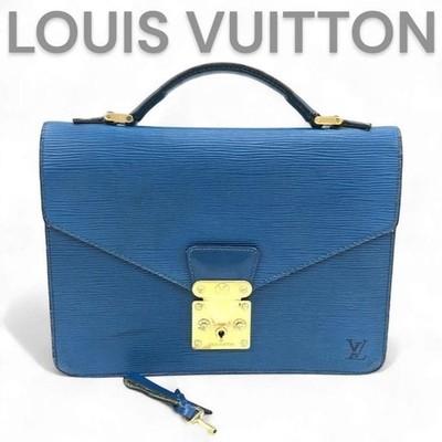 Auth LOUIS VUITTON M52135 Epi Concorde Handbag Blue LV F/S