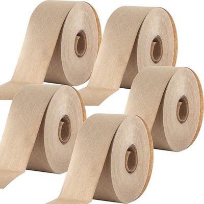 Heavy Duty Water-Activated Kraft Tape 5Pk - 2.75In x 450Ft, Strong Adhesive