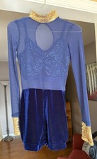 Weissman Blue Velvet Biketard Dance Costume AS-2 Bras Included 1 Sequin, 1 Plain