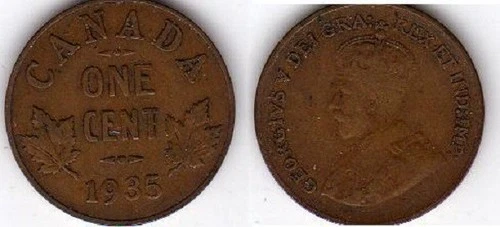 1935 Canada Small Cent — photo from another recent sale