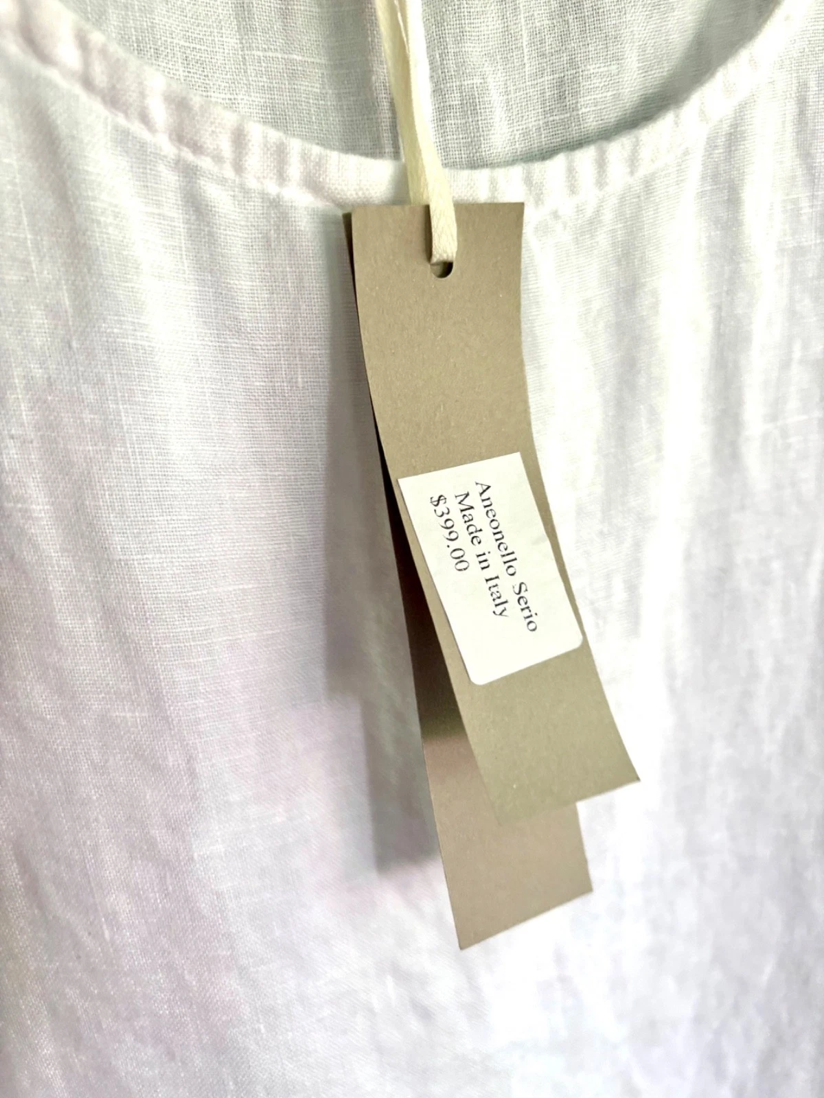 NWT ANTONELLO SERIO 0 S White Linen Caftan Kaftan Dress Beach Cover Up Tunic