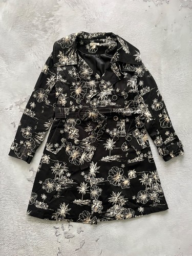 Chloé, Cappotto donna Chloe floreale vintage nero lusso con cintura