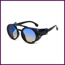 Steampunk Shields Sunglasses Men Women Classic Sun Glasses With Side Leather