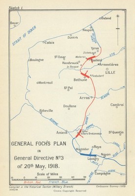 2. Schlacht an der Marne. General Fochs Pläne/Richtlinie #3. Karte 20 Mai 1918 1939