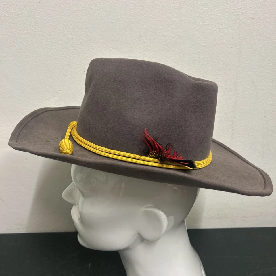 Sombrero de fieltro Duke vintage Eddy Bros. Banda amarilla con cordón talla 56-7 Foto 4 de 4