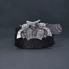 Black Belt With Silver Western Style Buckle