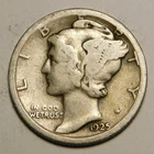 1925 S Mercury Dime 90% Silver G-VG  "Actual Coin Pictured - Not Cleaned"