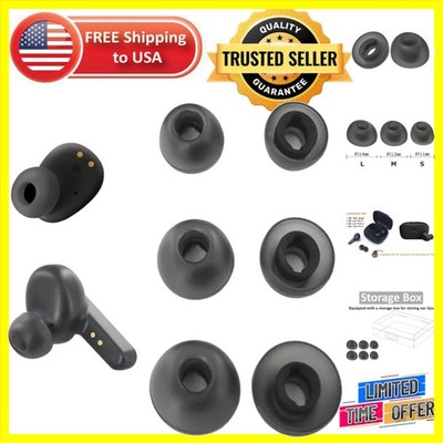 Replacement Ear Tips for JBL Live Pro 2 - 3 Pairs S/M/L, Black Silicone