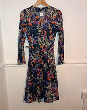Charmance Womens Dress Purple Size UK 10 Vintage Floral Belted Oriental Midi