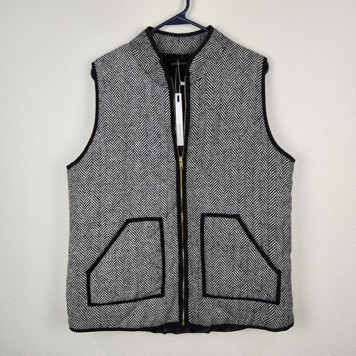 Women's Merokeety Herringbone Black White Quilted Full Zip Vest Size XL NWT - Picture 1 of 7