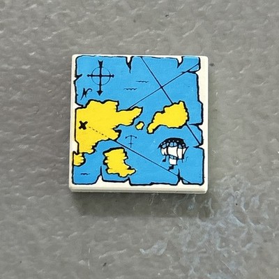 LEGO 3068  Map Treasure White Tile. 2 x 2 Blue Water Yellow Land Ship Anchor