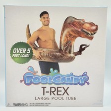 New Pool Candy Dinosaur T-Rex Large Pool Tube Float Over 5' Long 62" 38" 34"