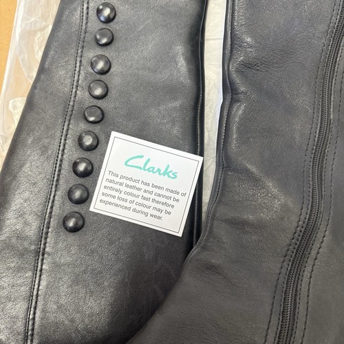 Clarks schwarze kniehohe Lederstiefel geknöpft mit 3"-Absatz Größe UK 6 - Bild 14 von 15