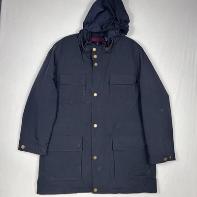 Brooks Brothers Field Jacket Men's XL Blue Twill Water Resistant Tech Zip Hooded