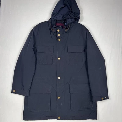 Brooks Brothers Field Jacket Men's XL Blue Twill Water Resistant Tech Zip Hooded - Image 1 of 4
