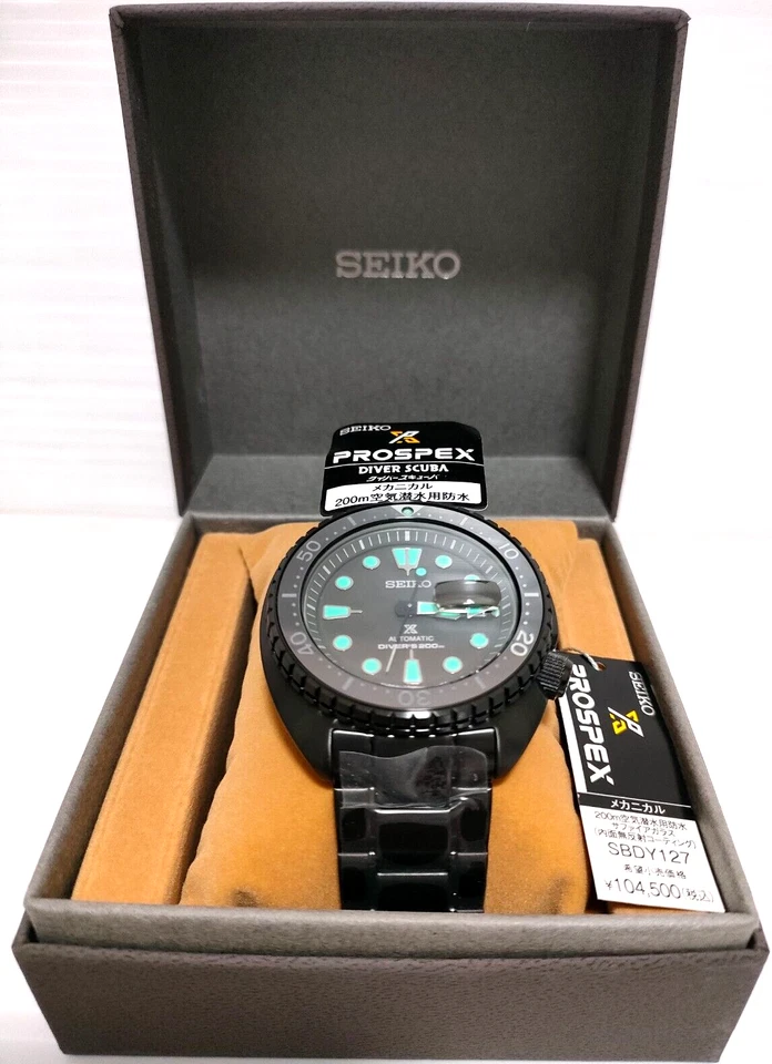 Seiko Prospex SBDY127 The Black Series Mint Diver Scuba Herrenuhr mit Nachtsicht