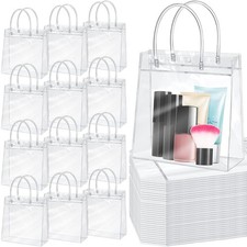 85 Pcs Clear PVC Gift Bags with Handles Plastic Transparent Wrap Bags Bulk Re...