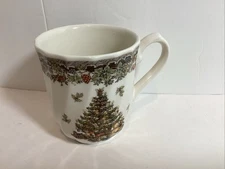 “Queen's” Myott Factory Coffee Mug ‘Seasons Greetings’  Christmas Tree Design