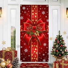 Mocsicka Red Merry Christmas Door Cover Decorations for Winter Party red