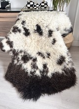 100 Natural Sheepskin Rug, Natural Color,Brown White
