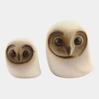 Howard Pierce Mid Century Modern Ceramic White Brown Barn Owl Figurines