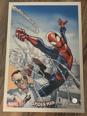 Amazing SpiderMan #1 Humberto Ramos Litho Poster Signed Stan Lee  W COA 19  Mint