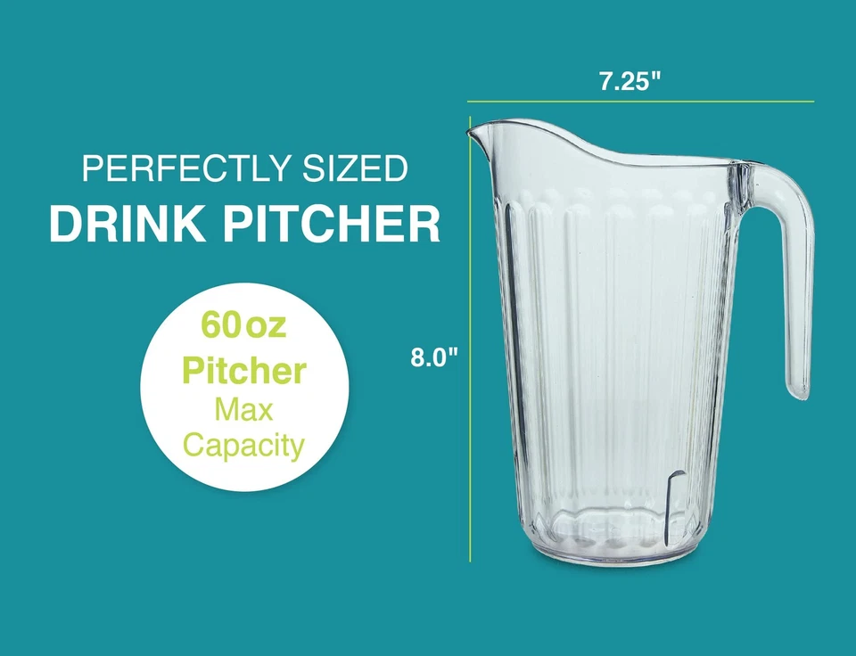 Jarro de acrílico transparente 60 onças sem BPA durável fácil de despejar design empilhável - Imagem 2 de 4