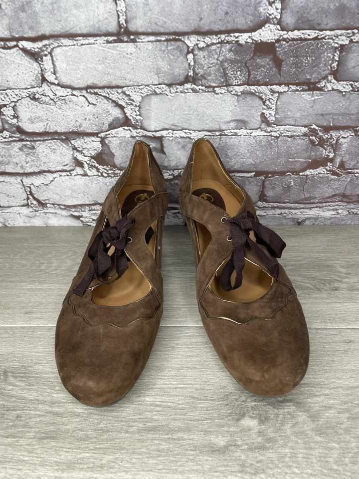 Zapatos de vestir Earthies Sarenza marrón gamuza MaryJane atados para mujer talla 11B EE. UU./42EU Foto 3 de 4
