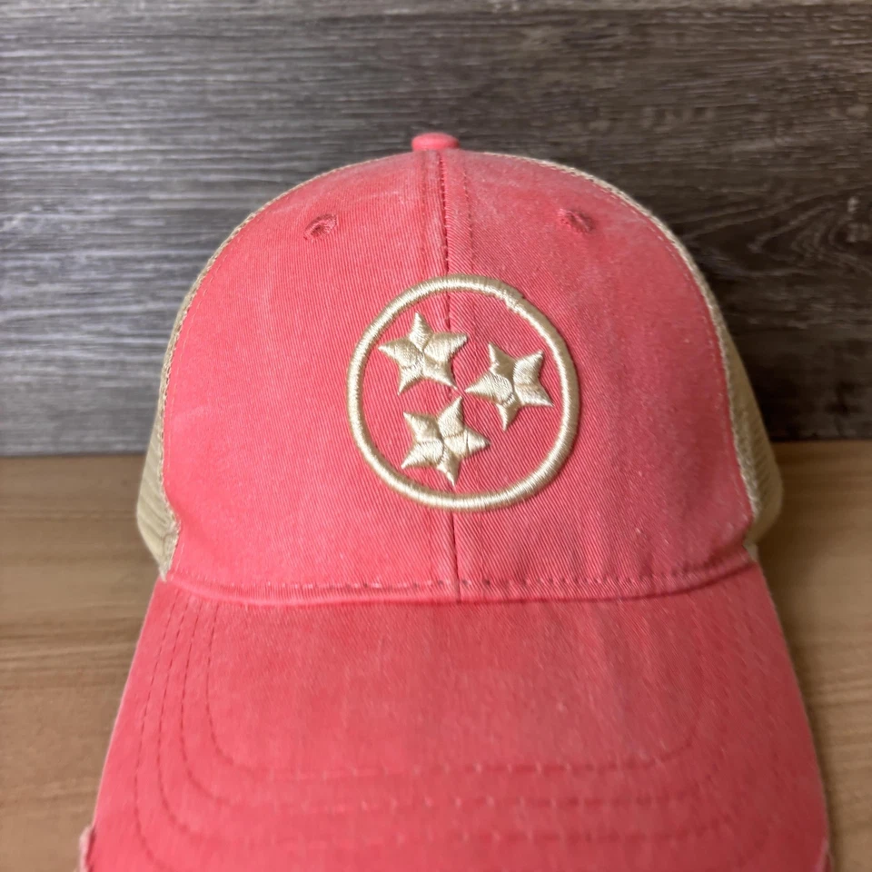 Tennessee Tri Star Sombrero Gorra Snap Back Rosa Tostado Malla Camionero Envejecido Hombres Adams Foto 2 de 4