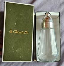 Saupoudreuse CHRISTOFLE - Poudrier à sucre MEGEVE - Métal argenté Cristal Boîte
