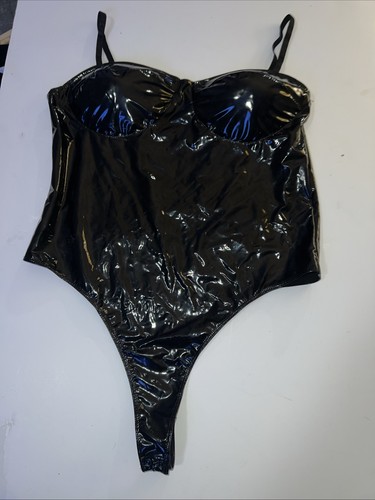 Body sexy de cuero PU negro - talla XL - Imagen 1 de 4