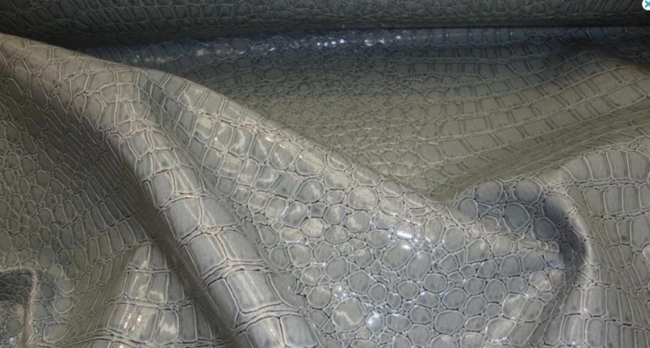 vinyl  upholstery faux Leather Crocodile  54" Wide  Grey fabric by the yard  - Image 2 of 2