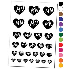 MN Minnesota State in Heart Temporary Tattoo Water Resistant Set Collection