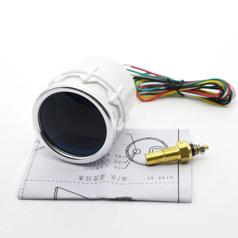 Medidor de temperatura del agua universal de 52 mm con sensor medidor automático para automóvil diales mecánicos LED Foto 4 de 4