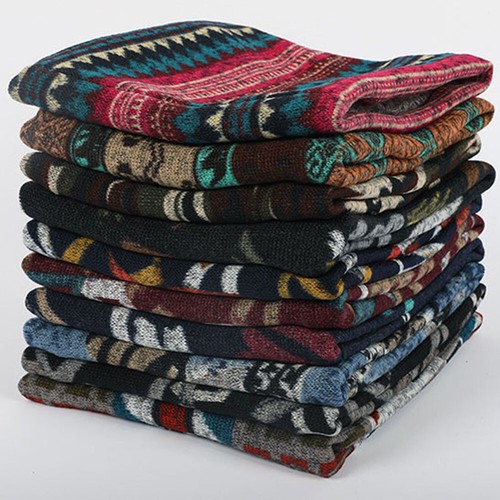 Geometric Pattern Knitted Fleece Scarf Cold-proof Snood Neckerchief Thicken CA - Picture 5 of 20