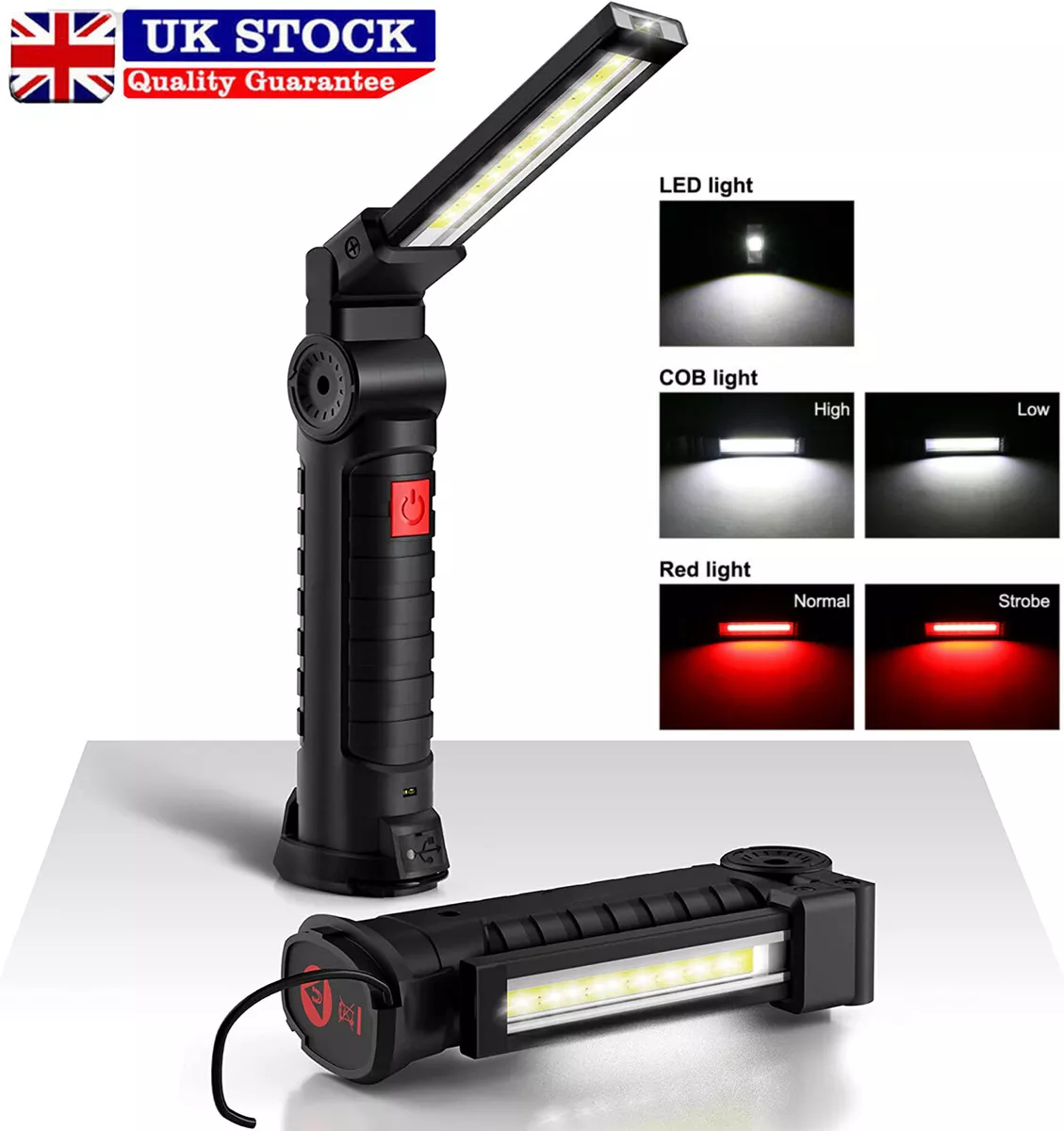 Upgraded LED Work Light COB Magnetic Rechargeable Torch Flexible Inspection Lamp